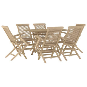 Set da Pranzo da Giardino 7 pz Grigio in Legno Massello di Teak 3155044