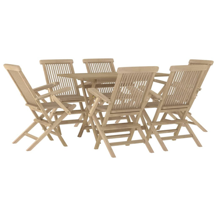 Set da Pranzo da Giardino 7 pz Grigio in Legno Massello di Teak 3155044