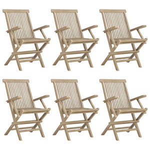 Set da Pranzo da Giardino 7 pz Grigio in Legno Massello di Teak 3155044