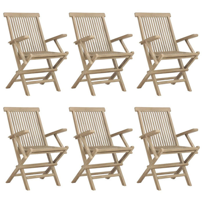 Set da Pranzo da Giardino 7 pz Grigio in Legno Massello di Teak 3155044