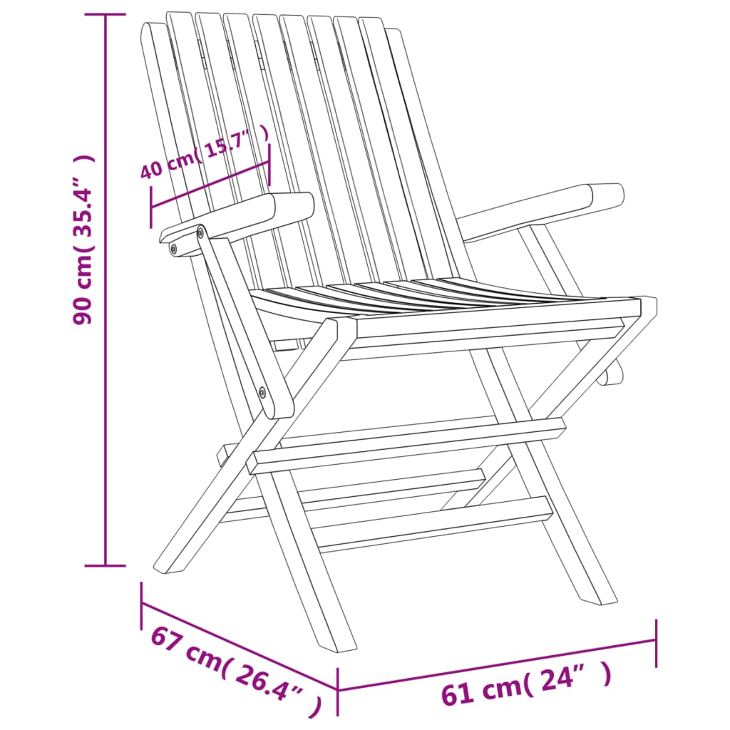 Sedie da Giardino Pieghevoli 6pz 61x67x90cm Legno Massello Teak 3155056