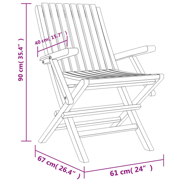 Sedie da Giardino Pieghevoli 6pz 61x67x90cm Legno Massello Teak 3155056