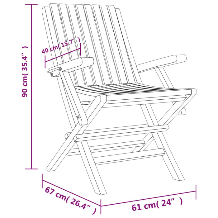 Sedie da Giardino Pieghevoli 8pz 61x67x90cm Legno Massello Teak 3155057