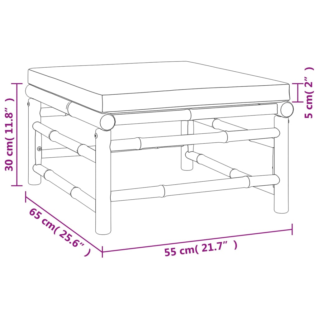 Set Salotto da Giardino 5pz con Cuscini Grigio Chiaro Bambù 3155082