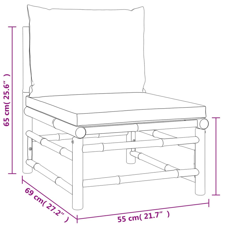 Set Salotto da Giardino 7pz con Cuscini Grigio Chiaro Bambù 3155085