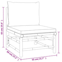 Set Salotto da Giardino 4pz con Cuscini Grigio Chiaro Bambù 3155088