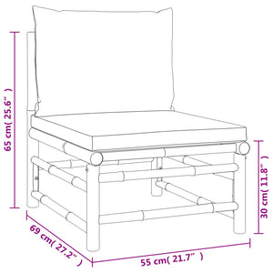 Set Salotto da Giardino 6pz con Cuscini Tortora Bambù 3155115