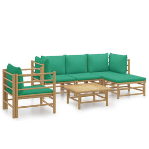 Set Salotto da Giardino 6pz con Cuscini Verdi Bambù 3155147