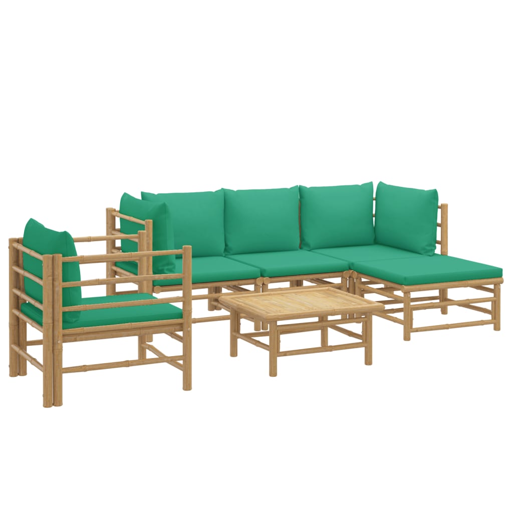 Set Salotto da Giardino 6pz con Cuscini Verdi Bambù 3155147