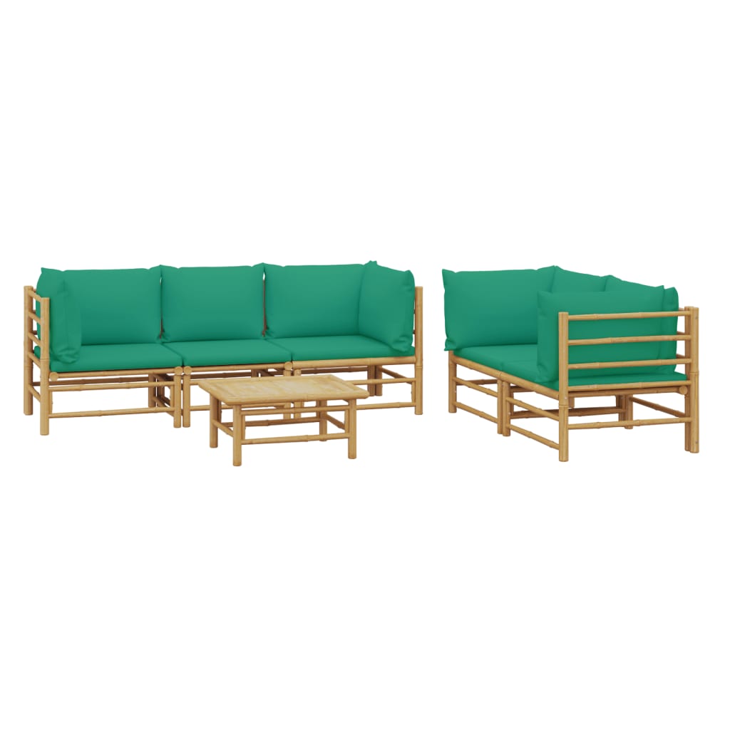 Set Salotto da Giardino 6pz con Cuscini Verdi Bambù 3155154