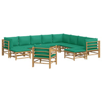 Set Salotto da Giardino 12pz con Cuscini Verdi Bambù 3155162