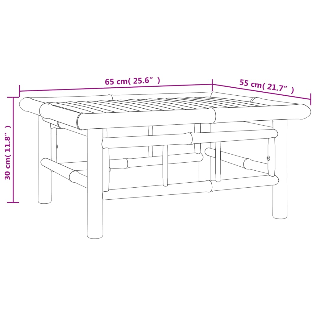 Set Salotto da Giardino 5pz con Cuscini Bianco Crema in Bambù 3155202