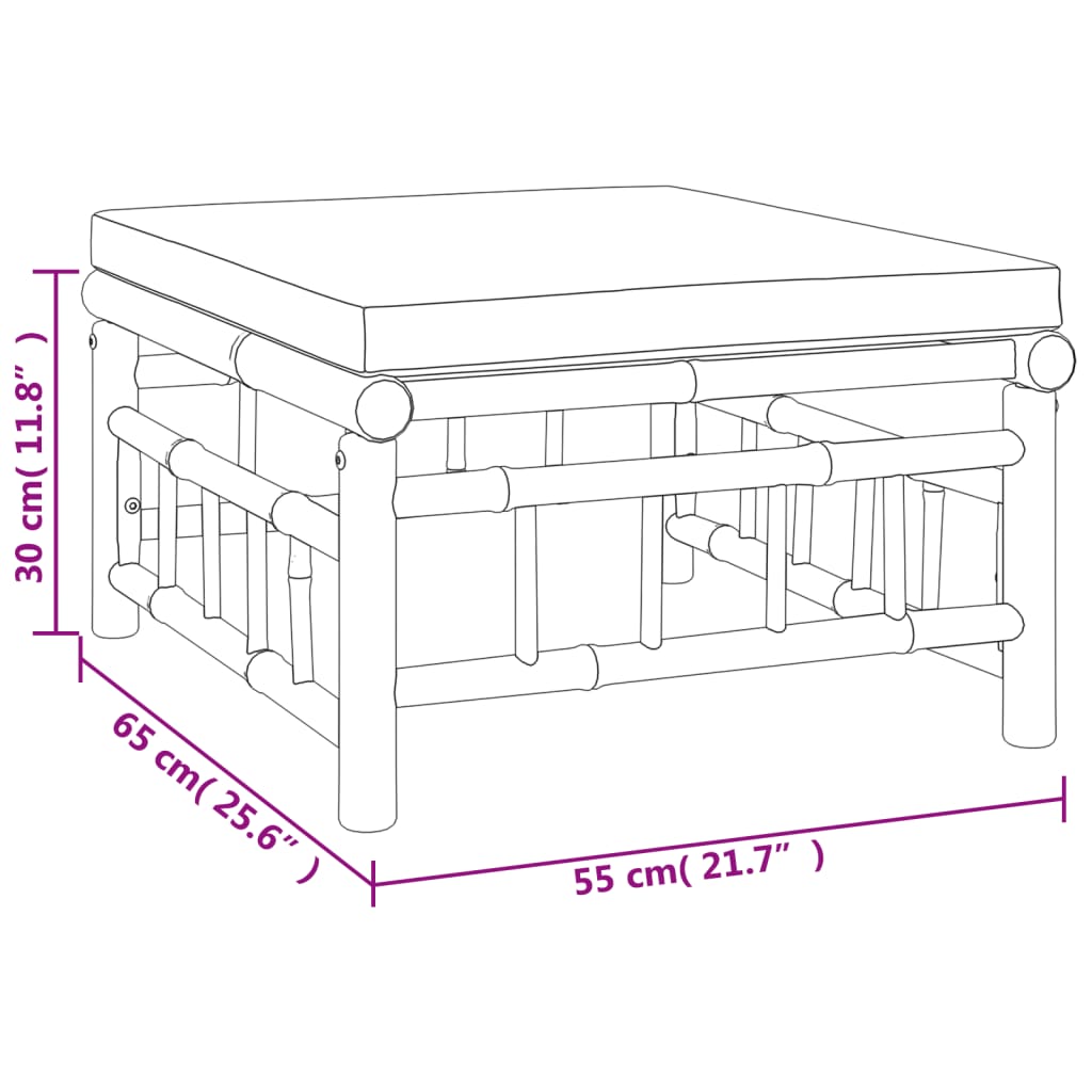 Set Salotto da Giardino 6pz con Cuscini Grigio Scuro Bambù 3155212