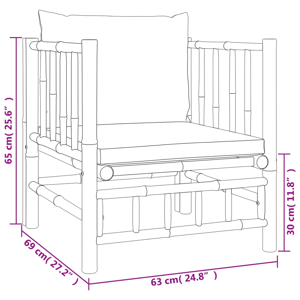 Set Salotto da Giardino 7pz con Cuscini Grigio Scuro Bambù 3155221