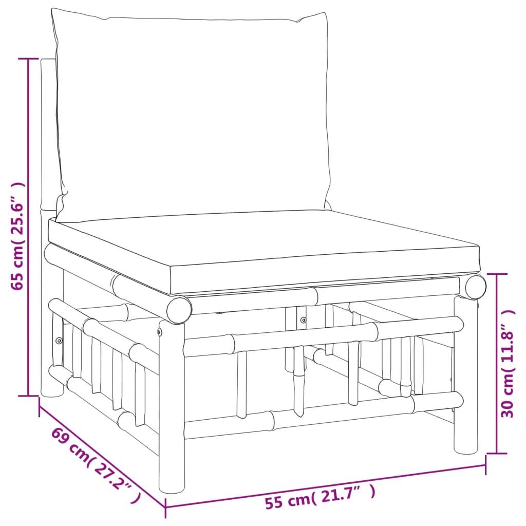 Set Salotto da Giardino 8pz con Cuscini Grigio Scuro Bambù 3155222