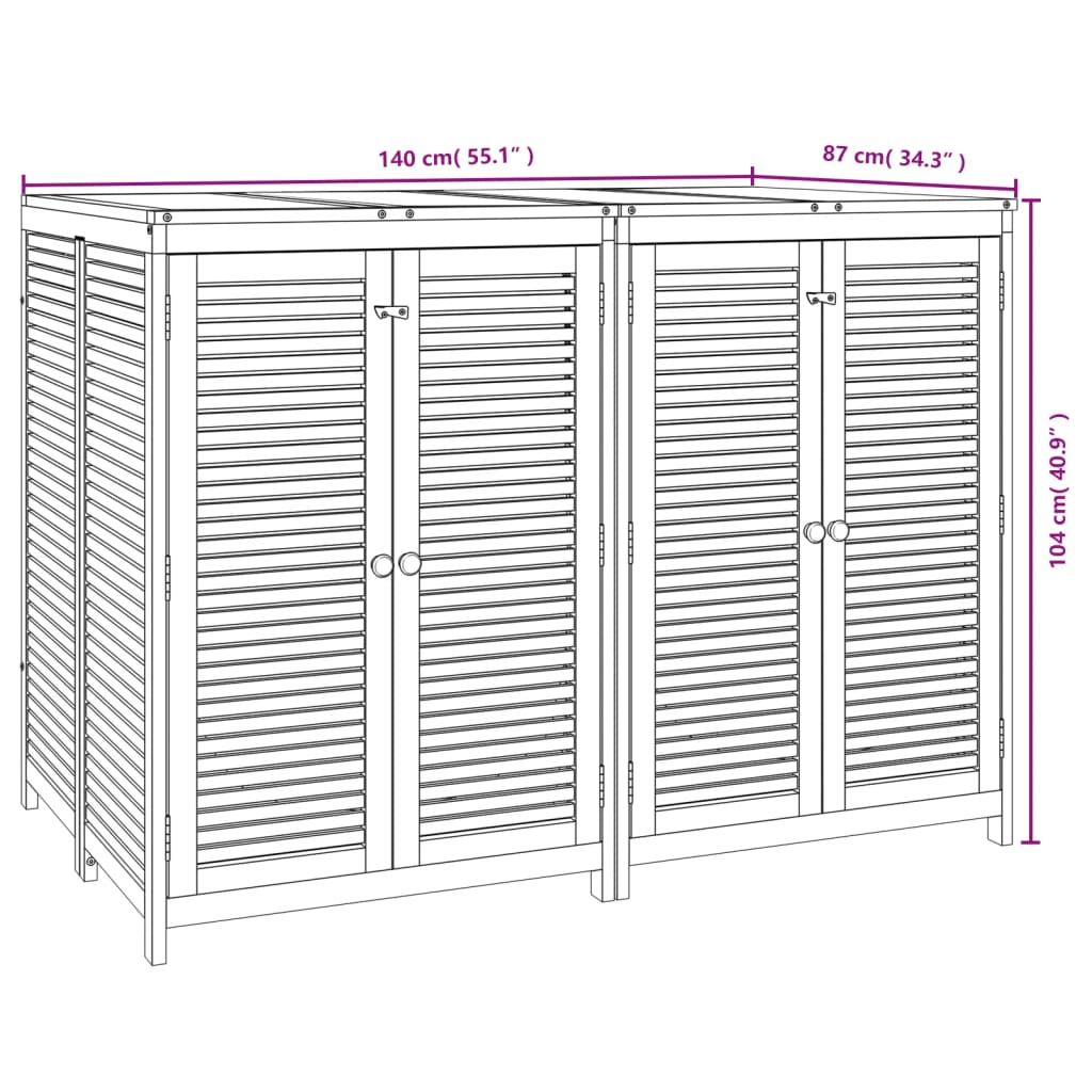 Contenitore da Giardino 140x87x104 cm Legno Massello di Acacia 3155242