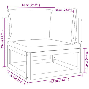 Set Salotto da Giardino 6pz con Cuscini Tortora Legno Massello 3155245