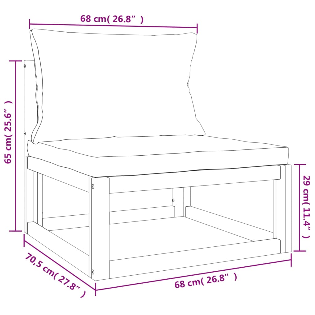 Set Salotto da Giardino 6pz con Cuscini Tortora Legno Massello 3155249