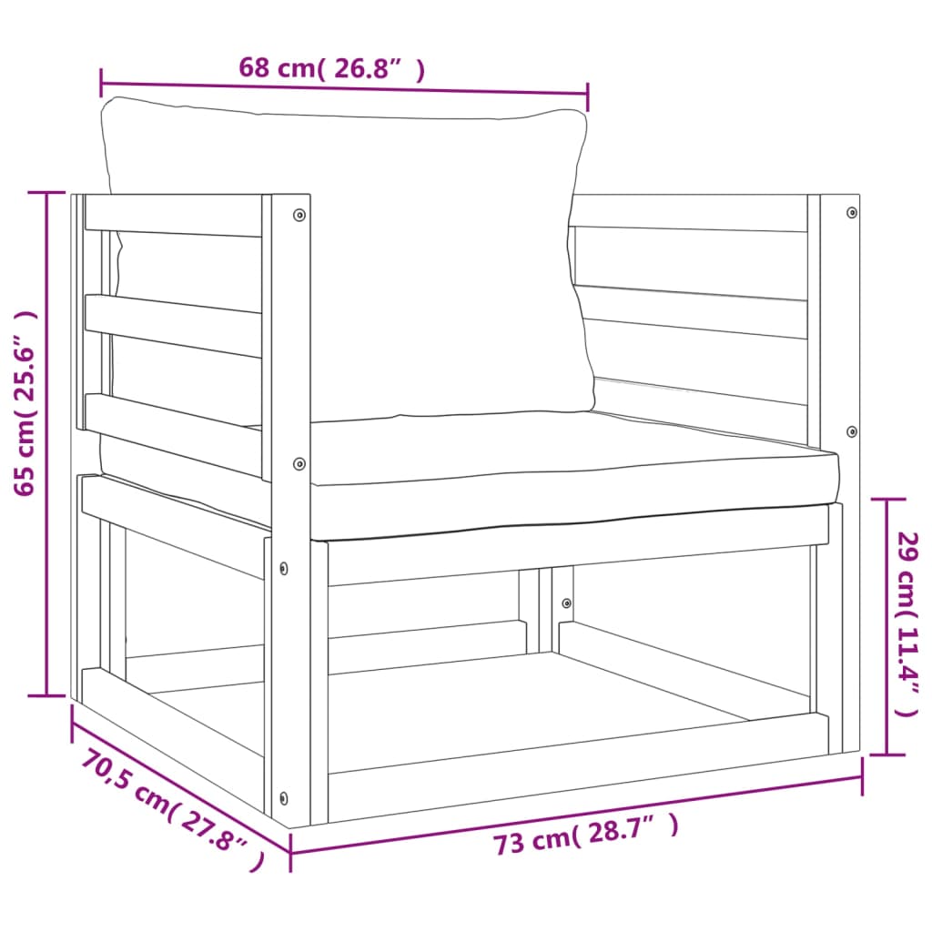 Set Salotto da Giardino 7pz con Cuscini Tortora Legno Massello 3155258