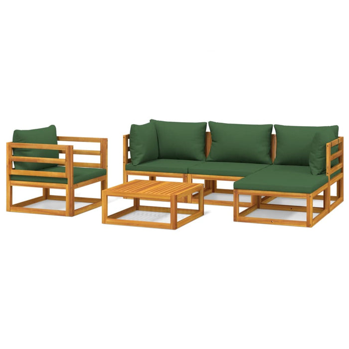 Set Salotto da Giardino 6pz con Cuscini Verdi in Legno Massellocod mxl 125104