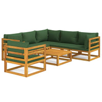 Set Salotto da Giardino 7pz con Cuscini Verdi in Legno Massello 3155320