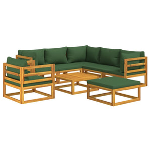 Set Salotto da Giardino 8pz con Cuscini Verdi in Legno Massello 3155321