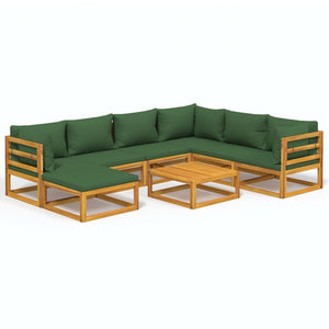 Set Salotto da Giardino 8pz con Cuscini Verdi in Legno Massello 3155322