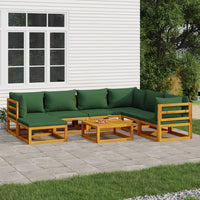 Set Salotto da Giardino 8pz con Cuscini Verdi in Legno Massello 3155322