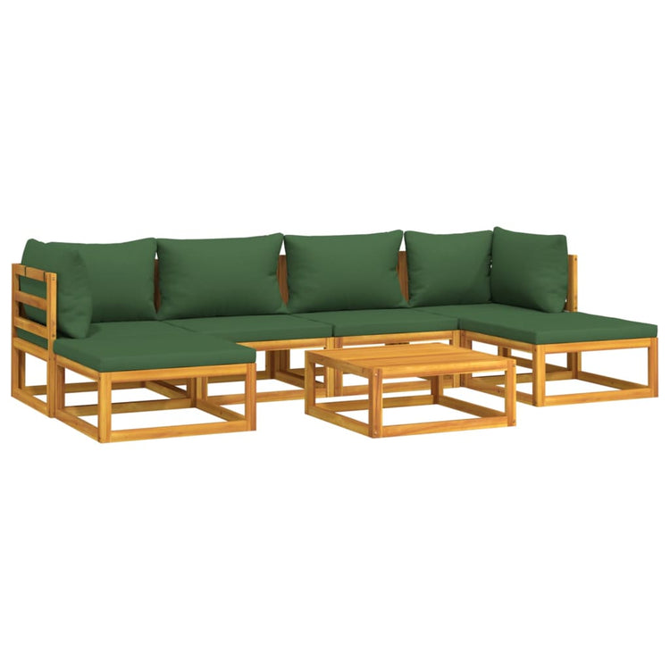 Set Salotto da Giardino 7pz con Cuscini Verdi in Legno Massellocod mxl 100326