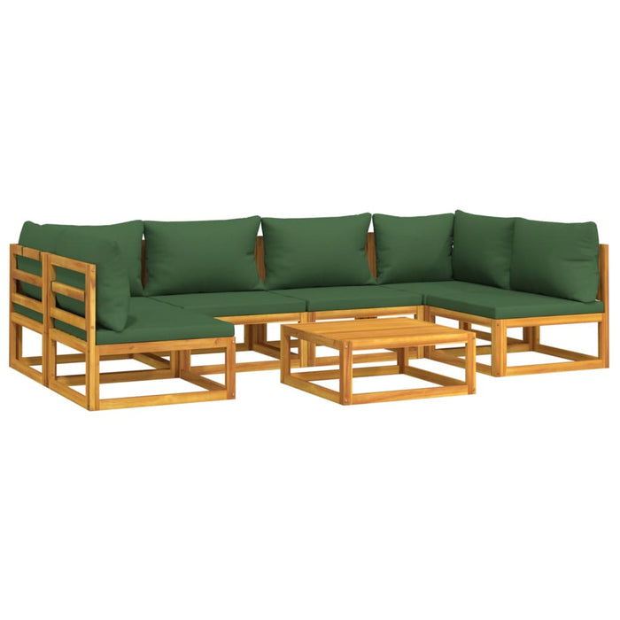 Set Salotto da Giardino 7pz con Cuscini Verdi in Legno Massellocod mxl 76376