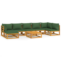 Set Salotto da Giardino 8pz con Cuscini Verdi in Legno Massello 3155337