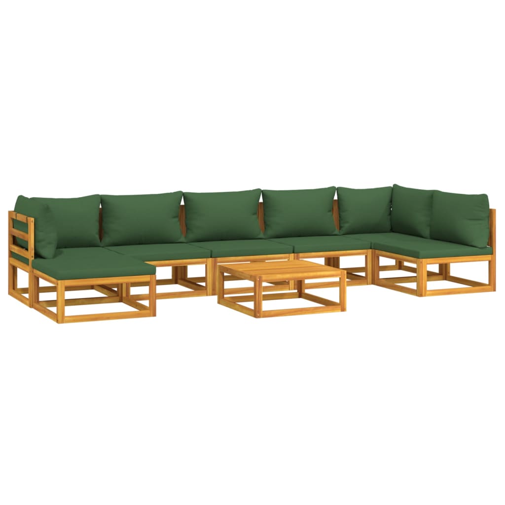 Set Salotto da Giardino 8pz con Cuscini Verdi in Legno Massello 3155337