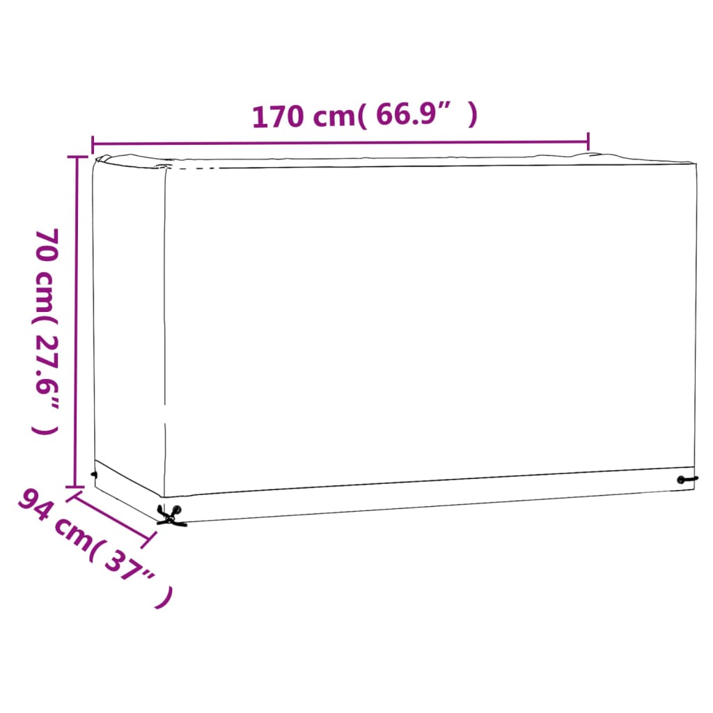 Copri Mobili Giardino 2pz 8 Occhielli 170x94x70 cm Rettangolare 3155346