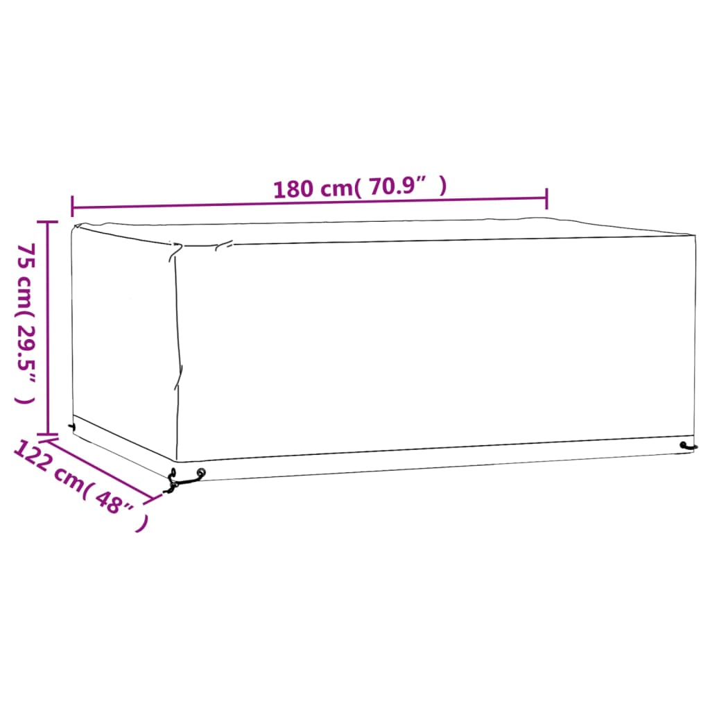 Copri Mobili Giardino 2pz 8 Occhielli 180x122x75cm Rettangolare 3155347