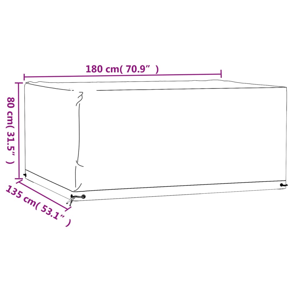 Copri Mobili Giardino 2pz 8 Occhielli 180x135x80cm Rettangolare 3155348