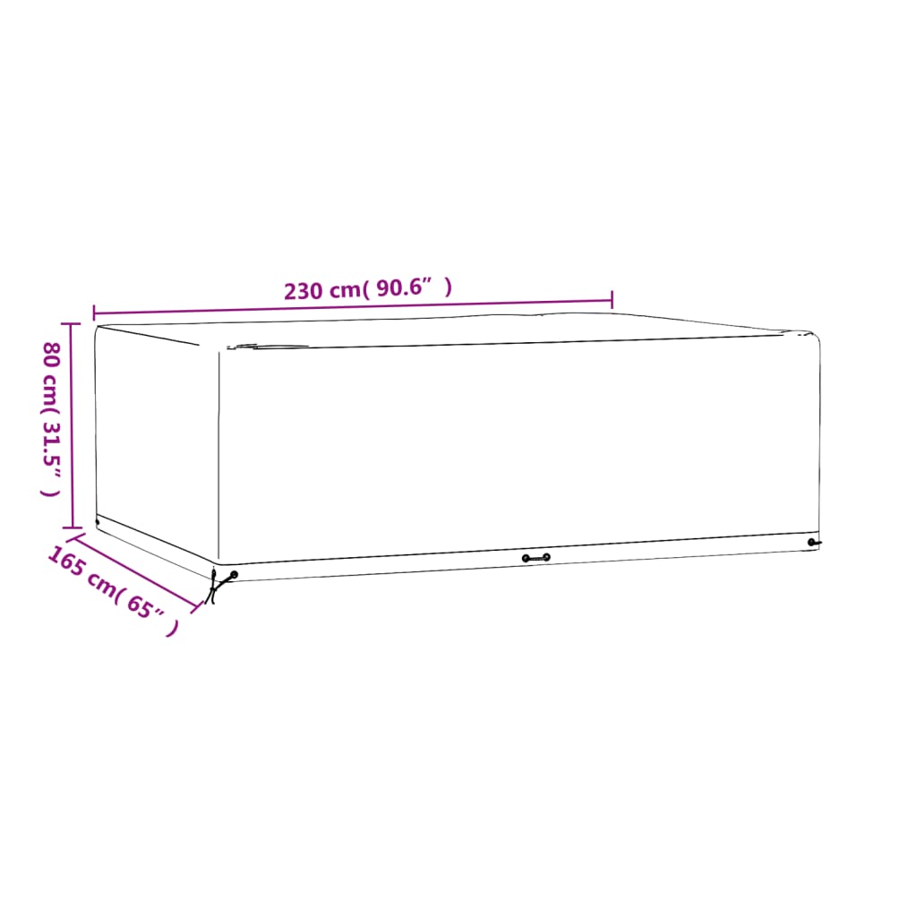 Copri Mobili Giardino 2pz 12Occhielli 230x165x80cm Rettangolare 3155354