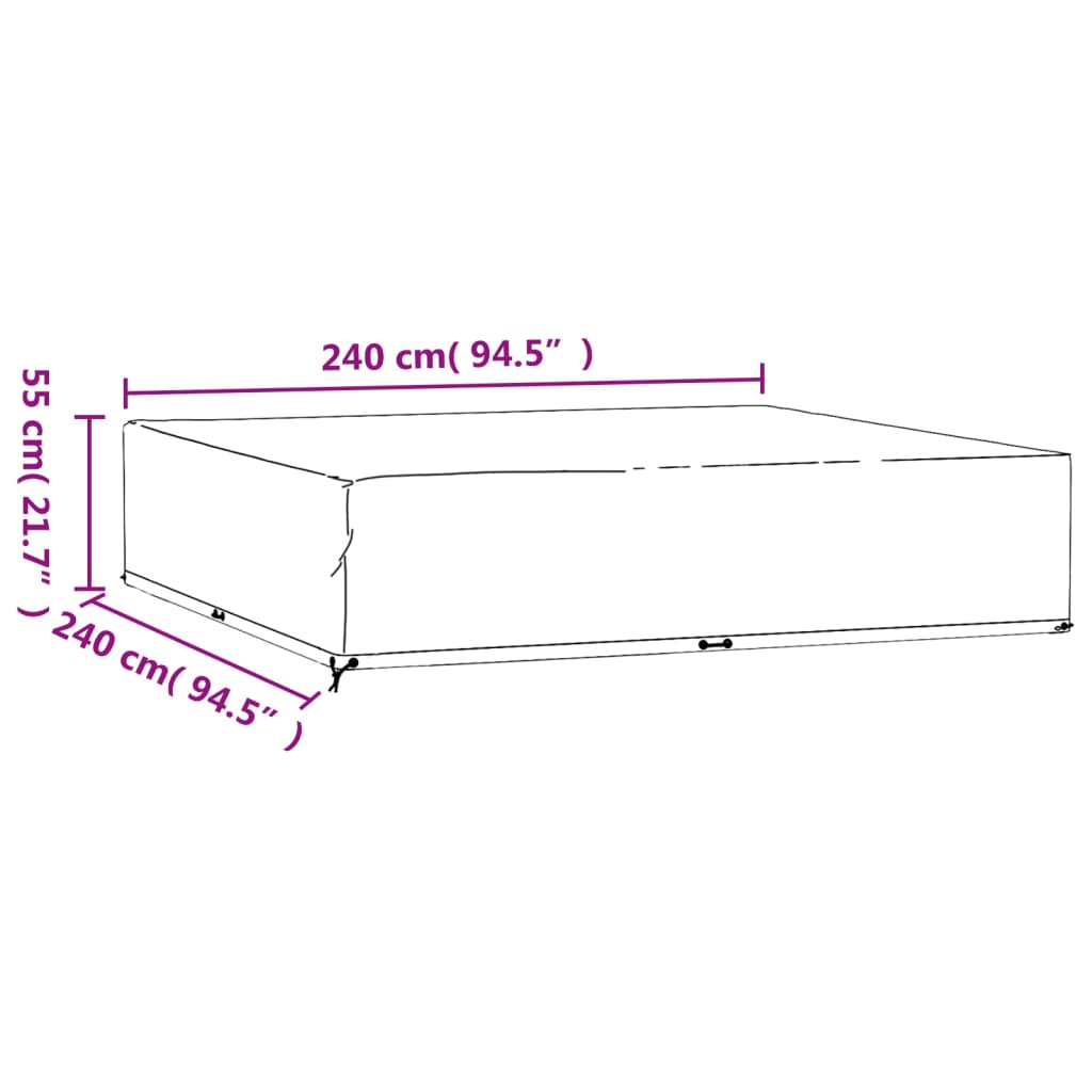 Copri Mobili da Giardino 2pz 16 Occhielli 240x240x55cm Quadrato 3155355