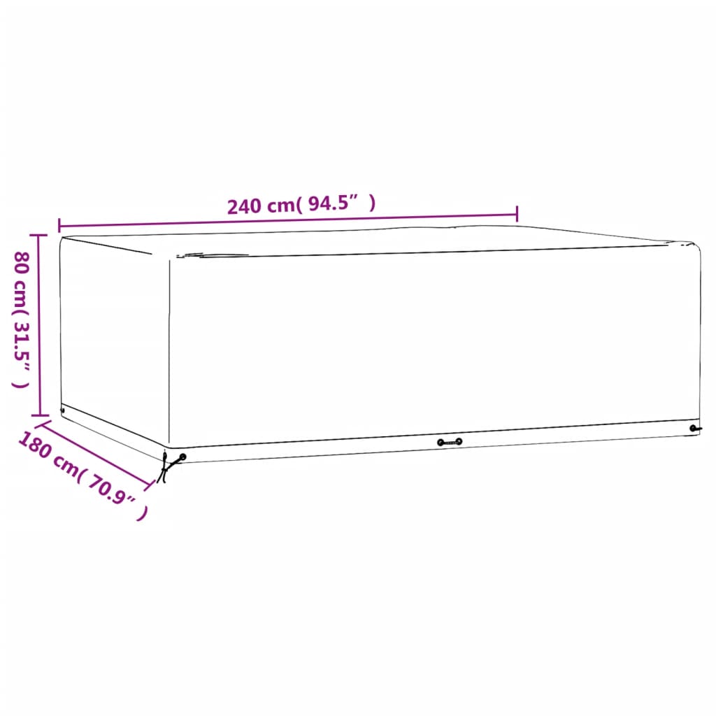 Copri Mobili Giardino 2pz 12Occhielli 240x180x80cm Rettangolare 3155356