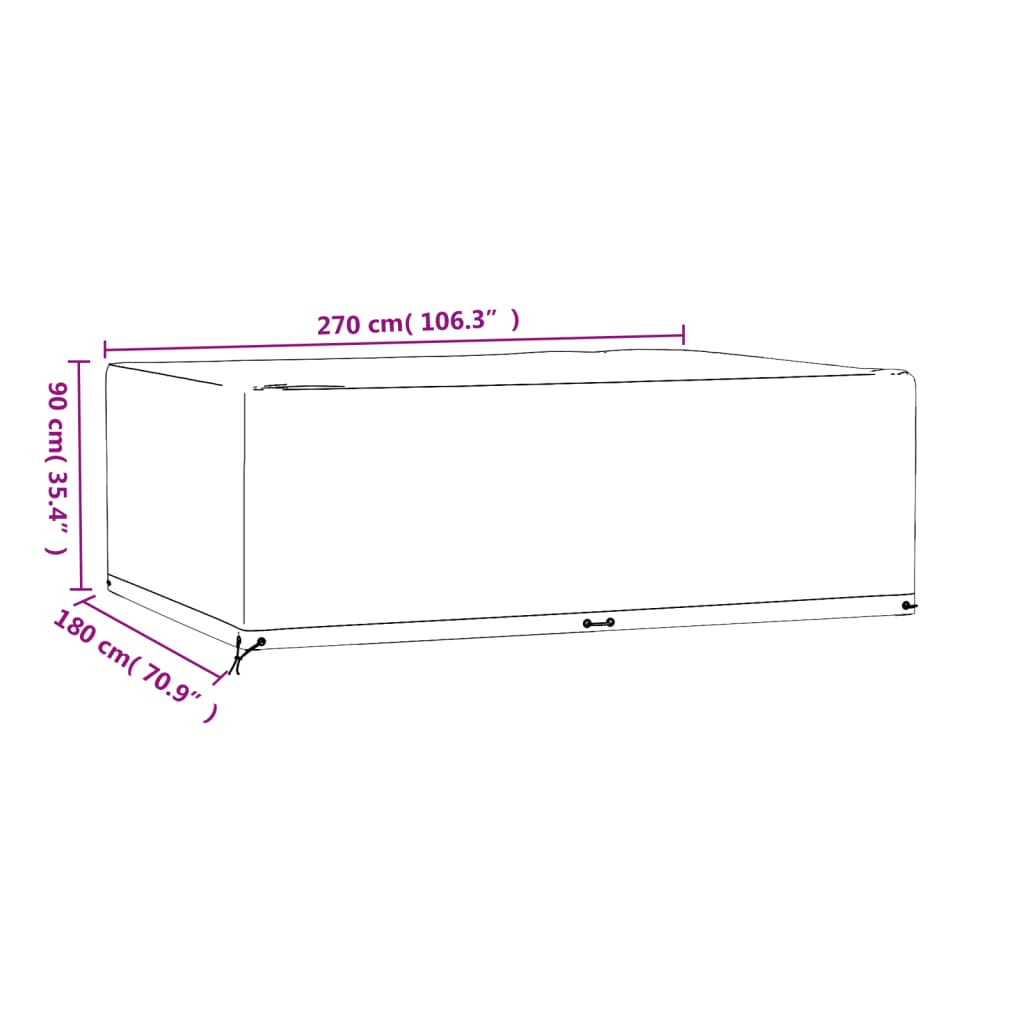 Copri Mobili Giardino 2pz 12Occhielli 270x180x90cm Rettangolare 3155359