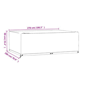 Copri Mobili Giardino 2pz 12Occhielli 270x180x90cm Rettangolare 3155359