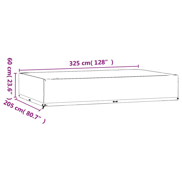 Copri Mobili Giardino 2pz 16 Occhielli 325x205x60cm Rettangolo 3155367