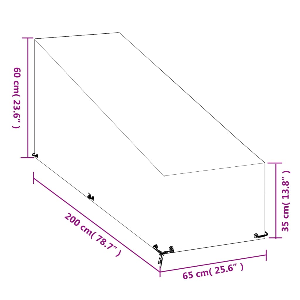 Coperture Sdraio 2pz 12 Occhielli 200x65x35/60 cm Polietilene 3155395