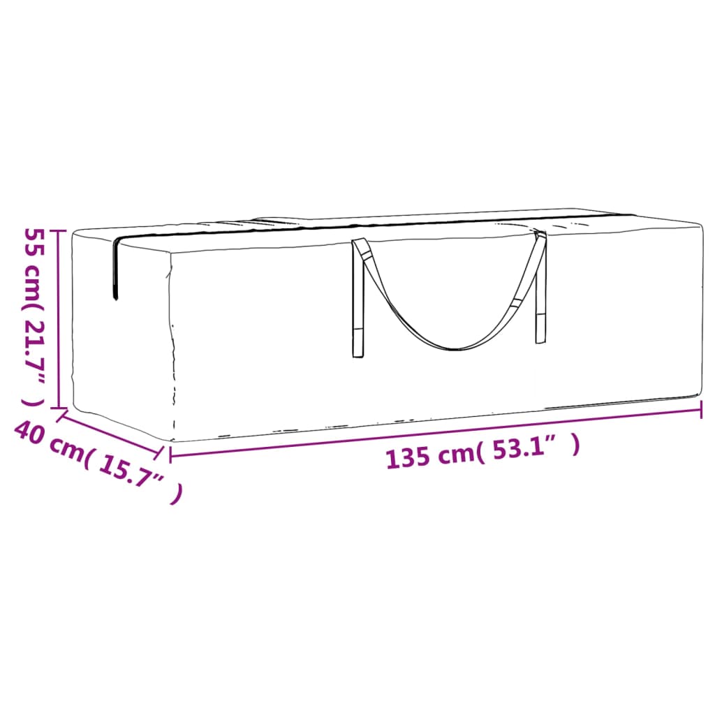 Borse Porta Cuscini Giardino 2pz Nere 135x40x55 cm Polietilene 3155396