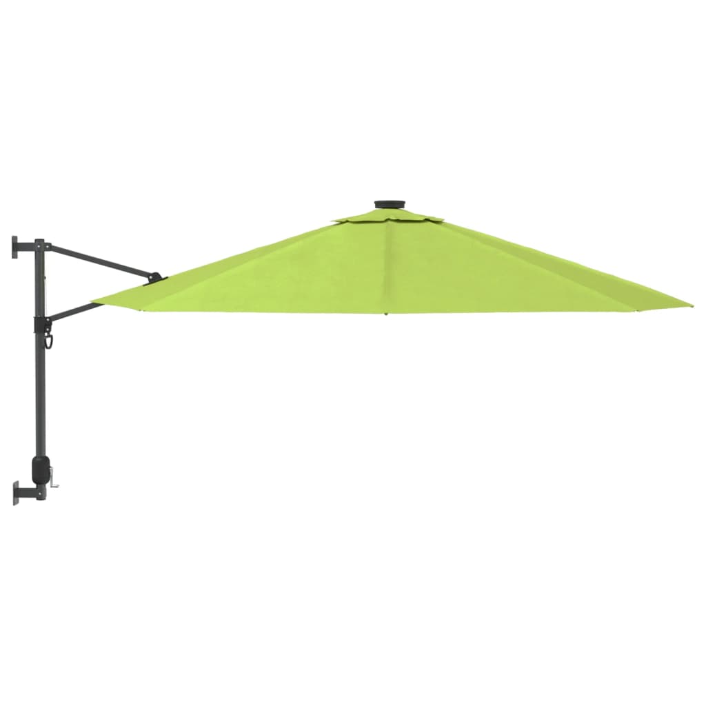 Ombrellone a Parete con LED Verde Mela 290 cm 362893