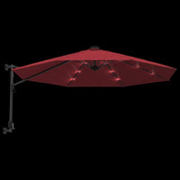 Ombrellone a Parete con LED Rosso Chiaro 290 cm 362895