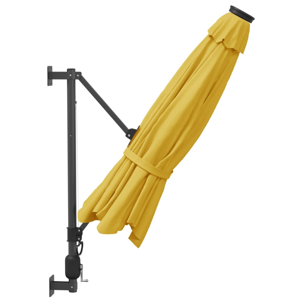 Ombrellone a Parete con LED Giallo 290 cm 362896