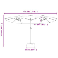 Ombrellone a Doppia Testa con LED Bianco Sabbia 449x245 cm 362953