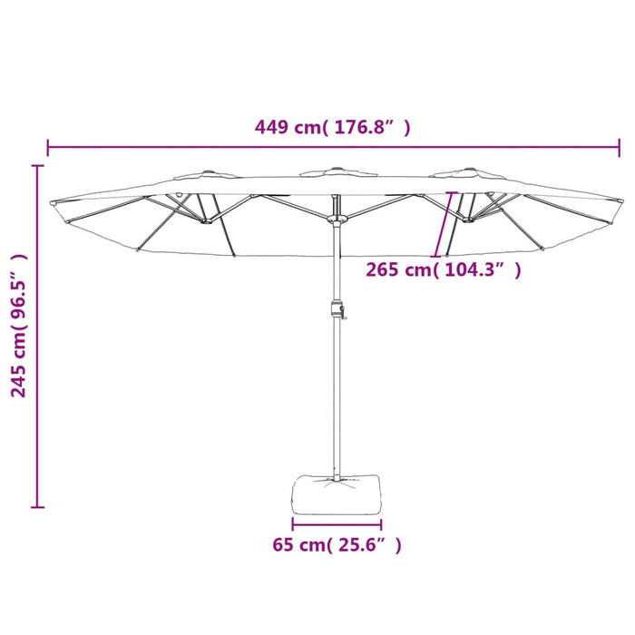 Ombrellone a Doppia Testa con LED Bianco Sabbia 449x245 cm 362953