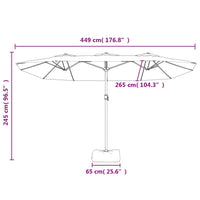 Ombrellone a Doppia Testa con LED Tortora 449x245 cm 362956