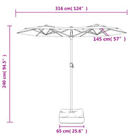 Ombrellone a Doppia Testa con LED Tortora 316x240 cm 362972